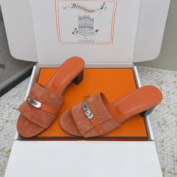 HM 26ss Oasis Sandals 50 Orange Suede Cowhide 625180