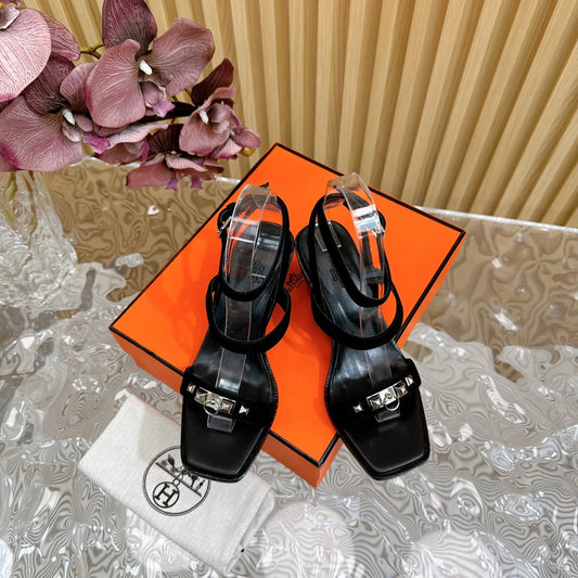 hm iveresse sandal 65 black suede calfskin