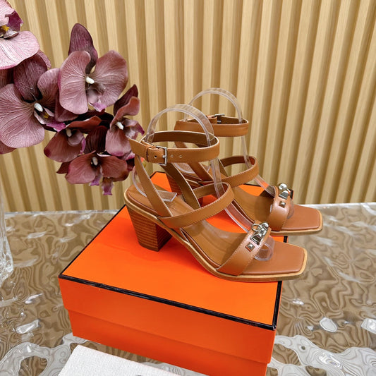 hm iveresse sandal 65 gold brown calfskin