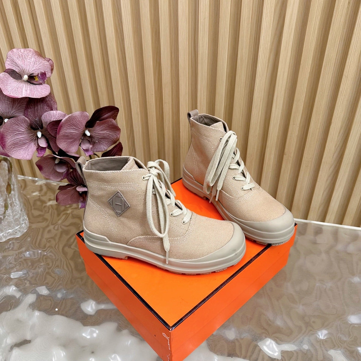 HM Kooler Ankle Boot Light Camel Canvas 498192