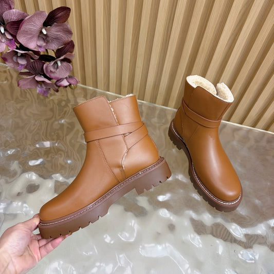 HM Jeff Ankle Boots Brown Nappa Leather Shearling 537933