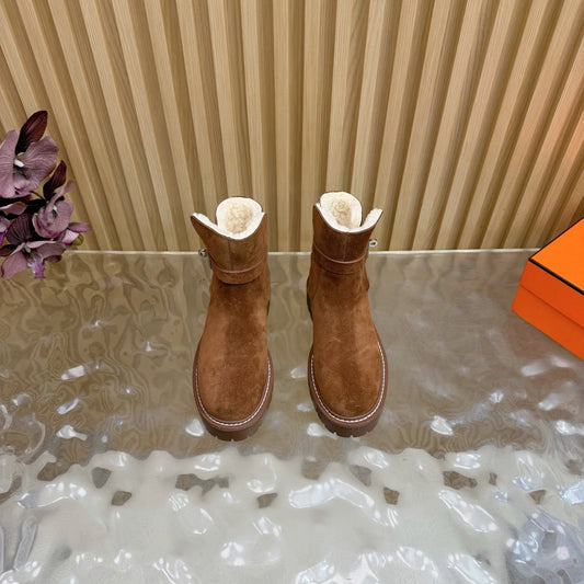 HM Jeff Ankle Boots Brown Suede Shearling 537935