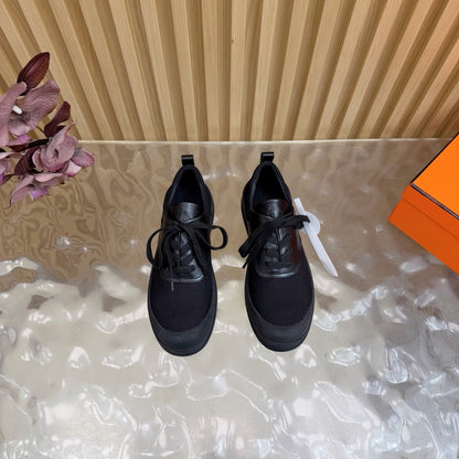 HM Kool Oxford Shoes Black Sheepskin Canvas 589182