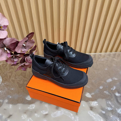 HM Kool Oxford Shoes Black Sheepskin Canvas 589182
