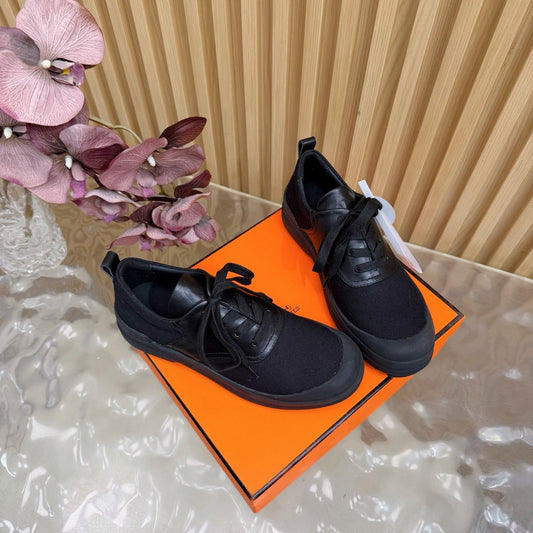HM Kool Oxford Shoes Black Sheepskin Canvas 589182
