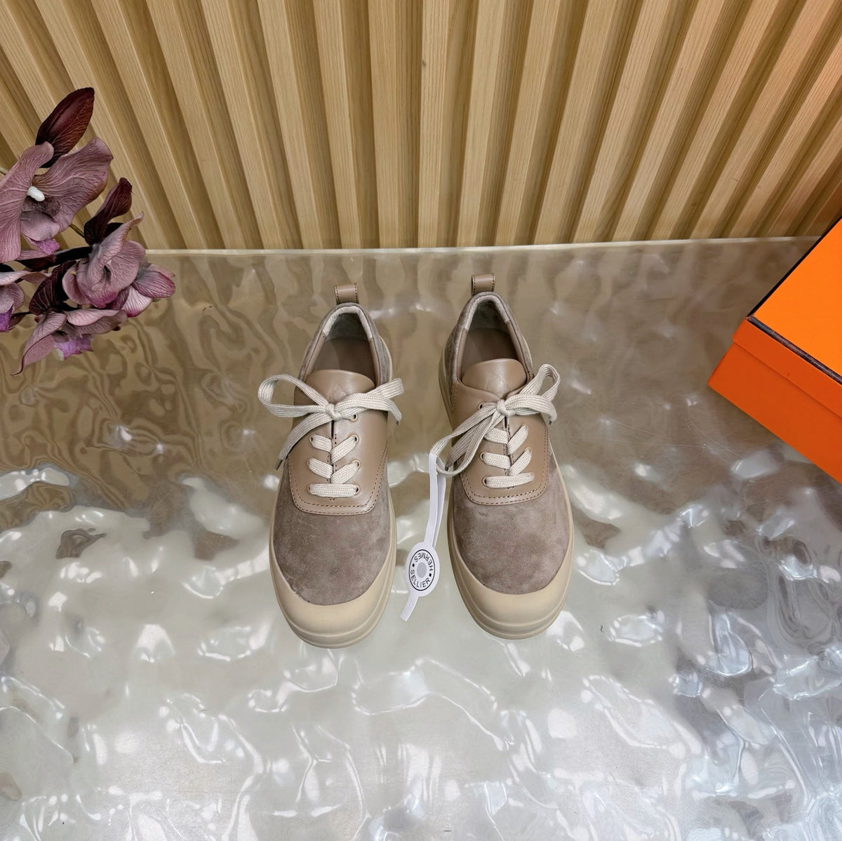 HM Kool Oxford Shoes Taupe Suede Sheepskin 589183