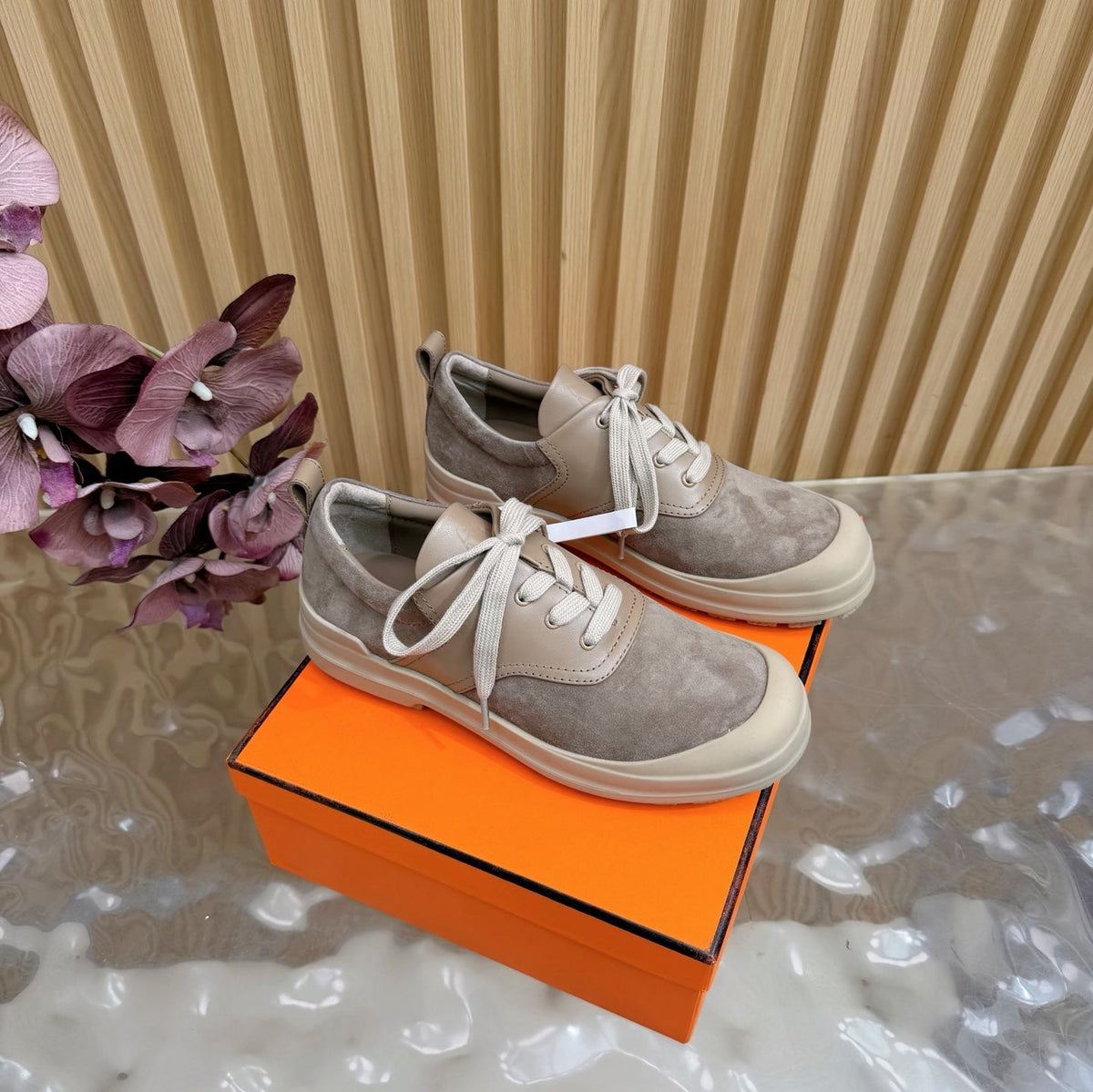 HM Kool Oxford Shoes Taupe Suede Sheepskin 589183