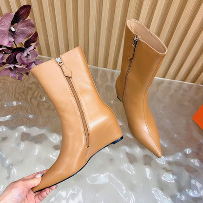 HM Leonie Ankle Boots 7cm Camel Sheepskin 589200