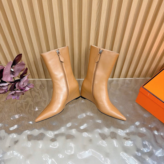 HM Leonie Ankle Boots 7cm Camel Sheepskin 589200