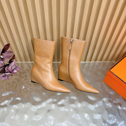 HM Leonie Ankle Boots 7cm Camel Sheepskin 589200