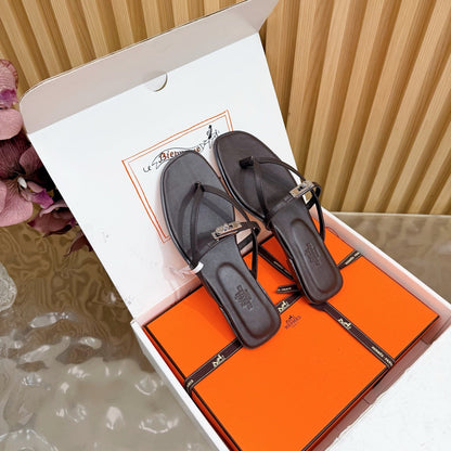 HM Miss Flip-Flops Chocolate Calfskin 589203