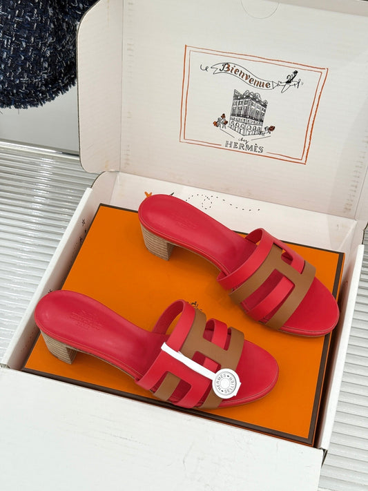 HM 26s Strappy Sandals Brown Red Sheepskin 905789