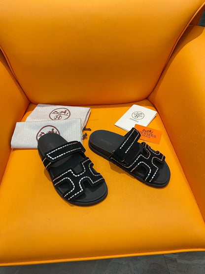 chypre sandal crystal black suede calfskin