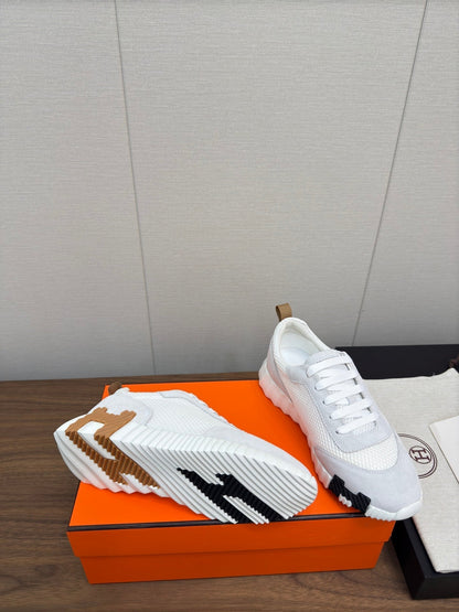 HM Bouncing Sneaker Blanc Mesh and Suede 213521