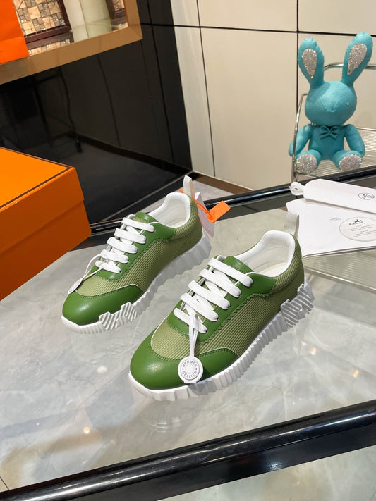 HM Bouncing Sneakers Green Mesh and Sport Goatskin 531342