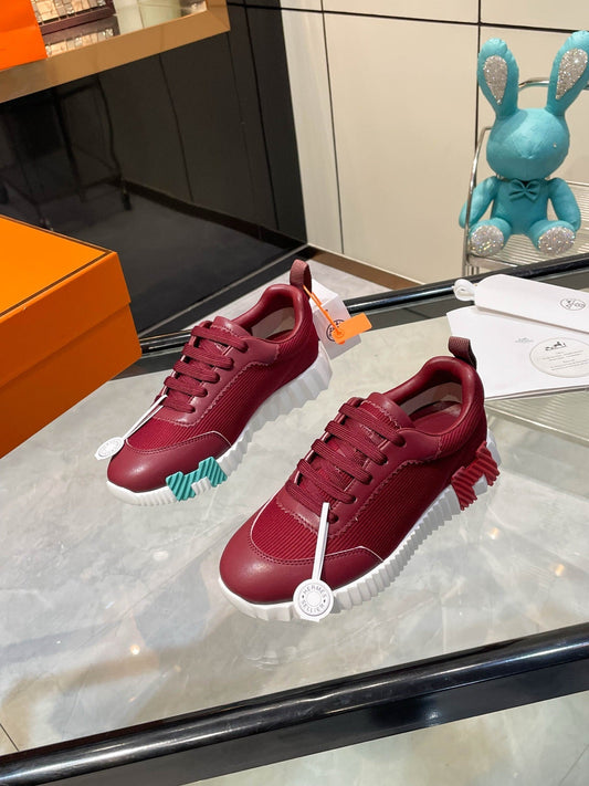 HM Bouncing Sneakers Burgundy Mesh and Sport Goatskin 531349
