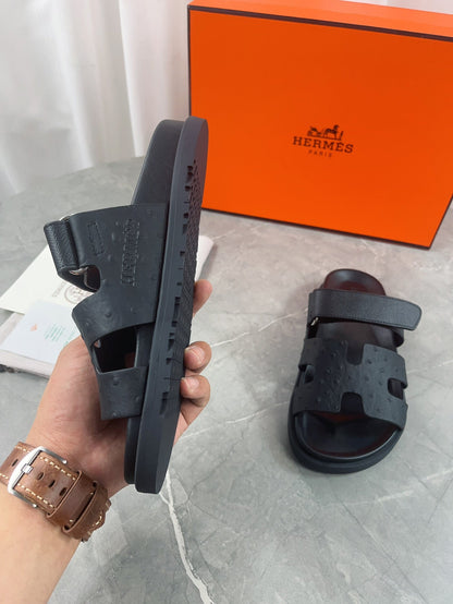 chypre sandal all black calfskin