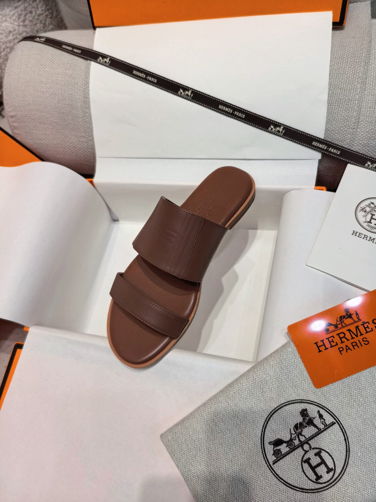 HM Mona Sandals Coffee Leather 799036