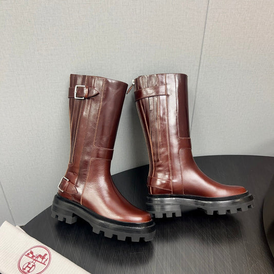 HM Jaimy High Boot 30mm In Red Brown Cowhide  952469