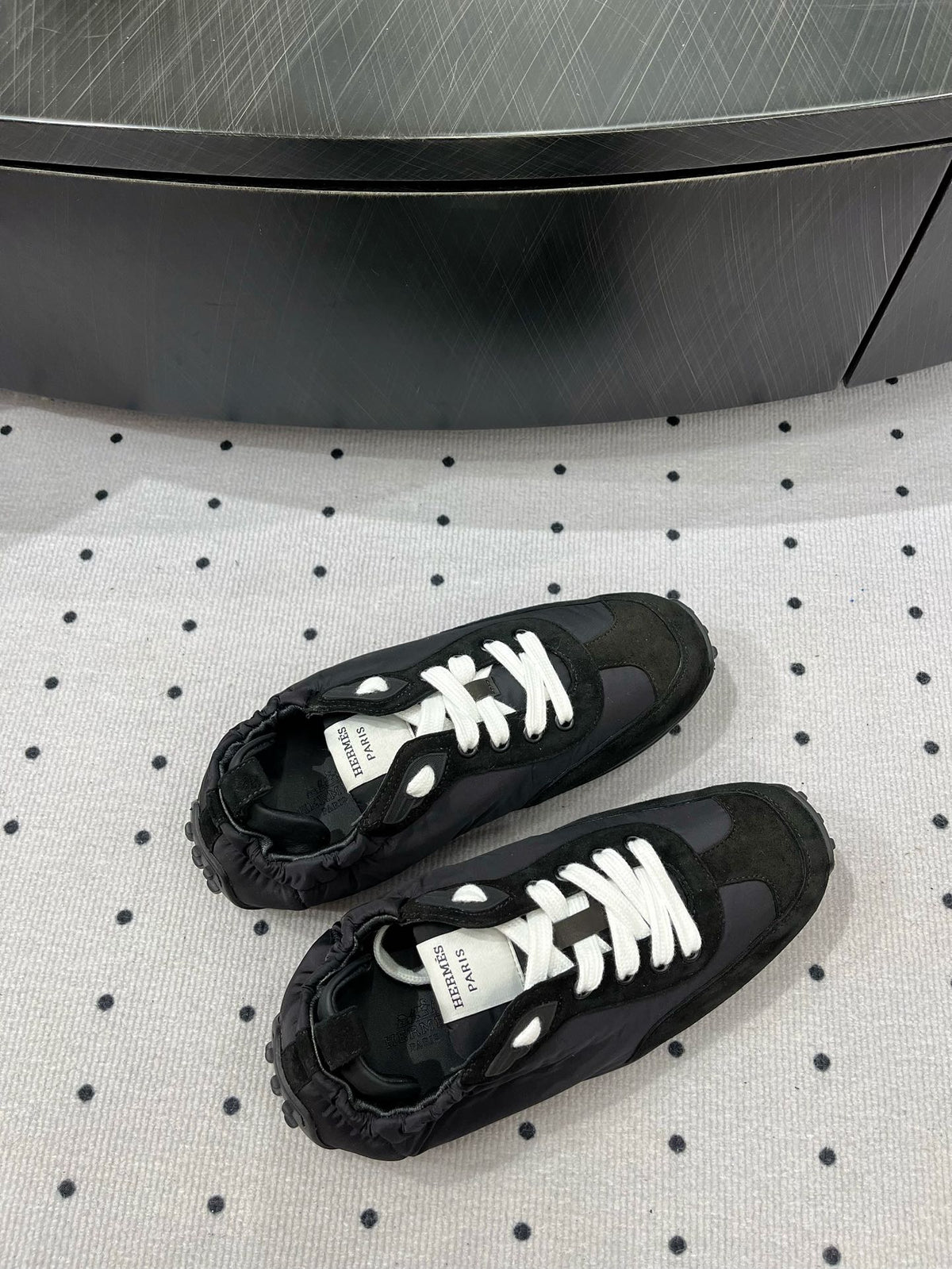 HM Sneaker 10mm In Black Grey Suede And Windbreaker Fabric  954752