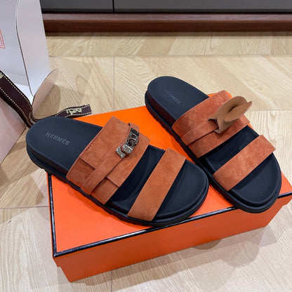 HM 25 Jackson Sandal Brown Suede Calfskin