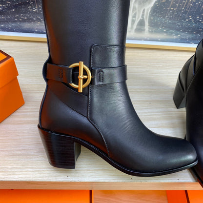 HM Justine Boot In Black Cowhide 987482