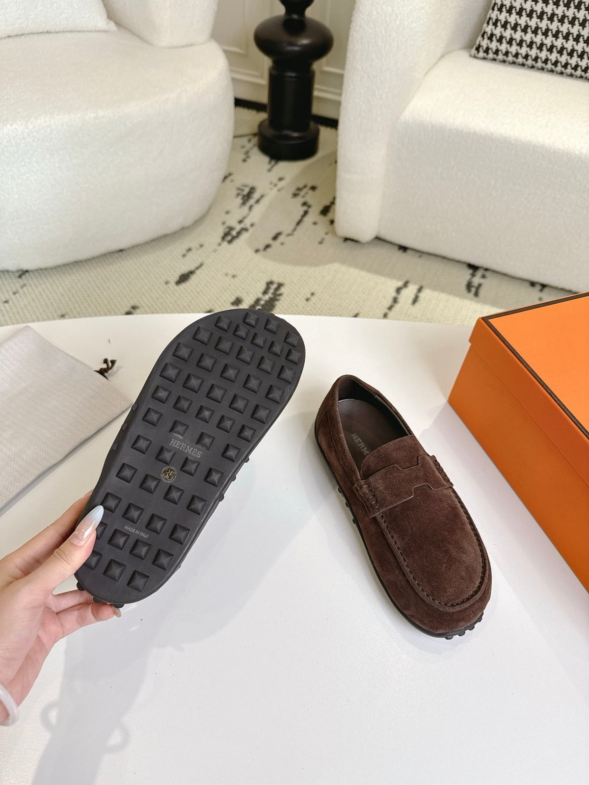 HM Lazy Loafers Coffee Suede 523334