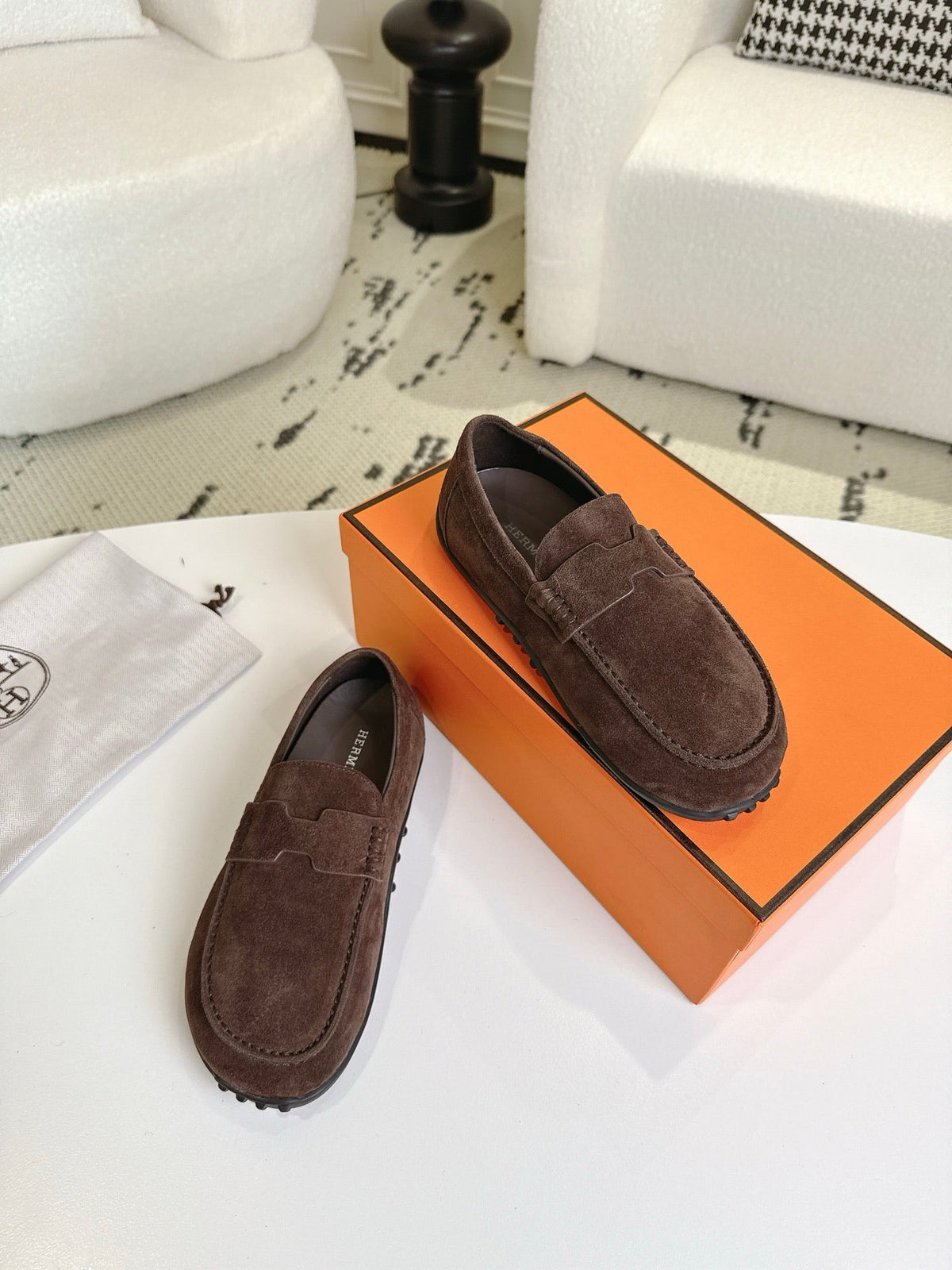 HM Lazy Loafers Coffee Suede 523334