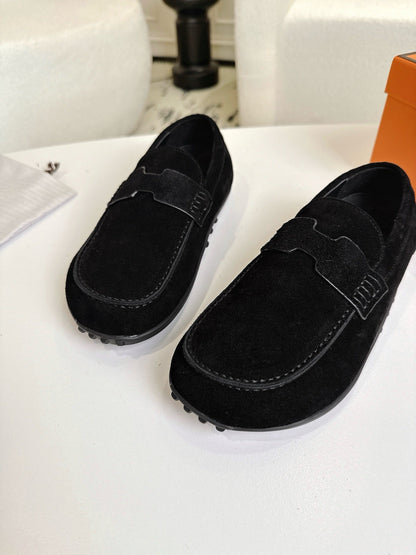 HM Lazy Loafers Black Suede 523337