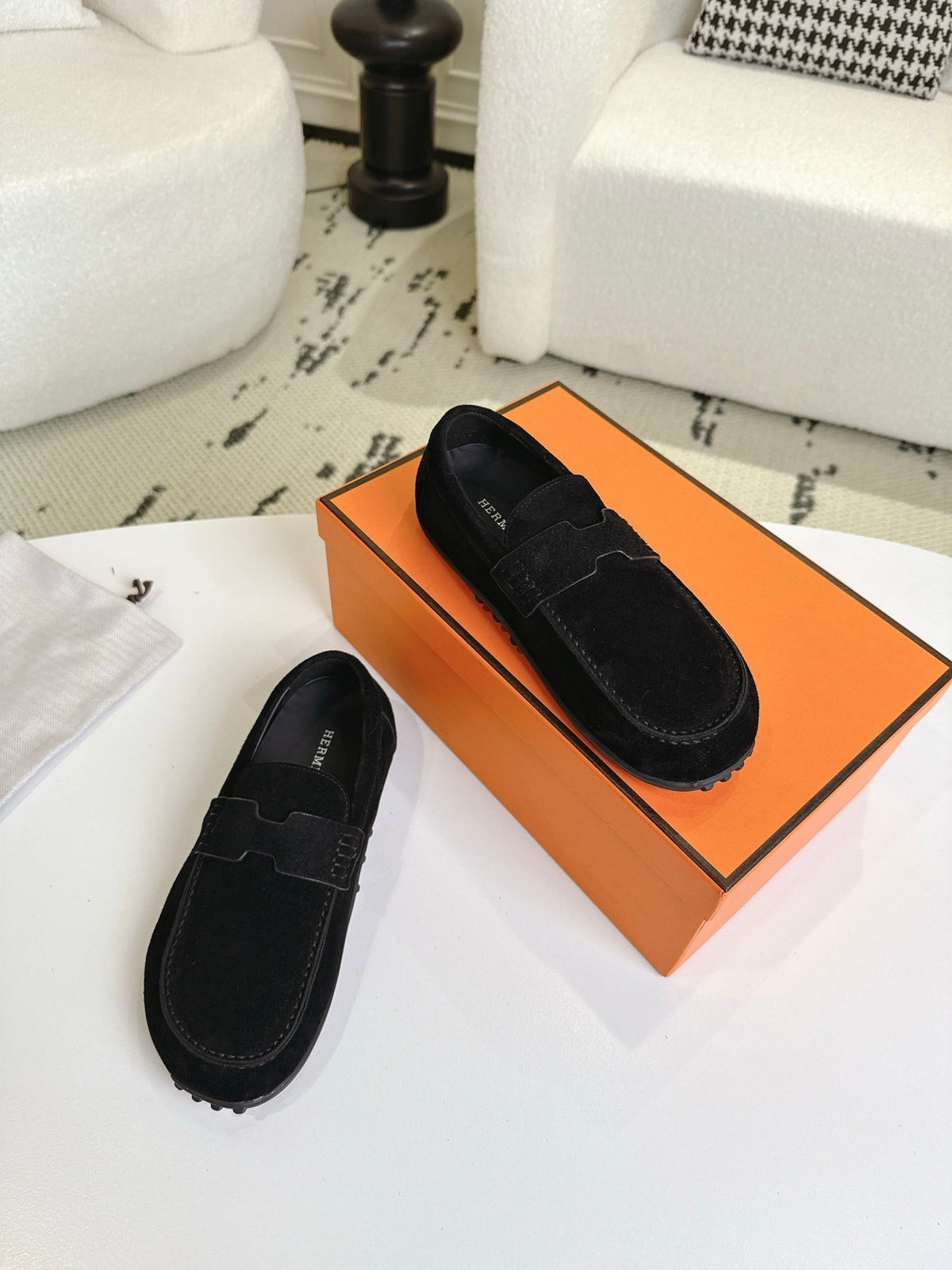 HM Lazy Loafers Black Suede 523337