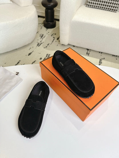 HM Lazy Loafers Black Suede 523337