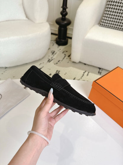 HM Lazy Loafers Black Suede 523337