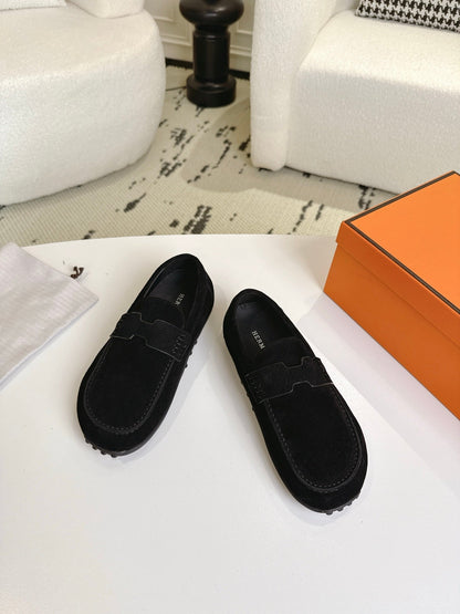 HM Lazy Loafers Black Suede 523337