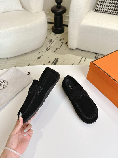 HM Lazy Loafers Black Suede 523337