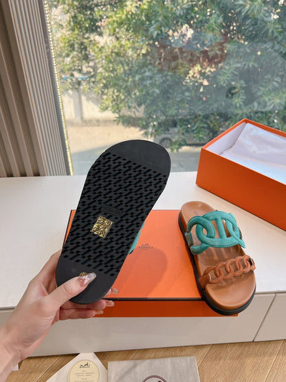 HM 25 Extra Sandal Blue Gold Calfskin