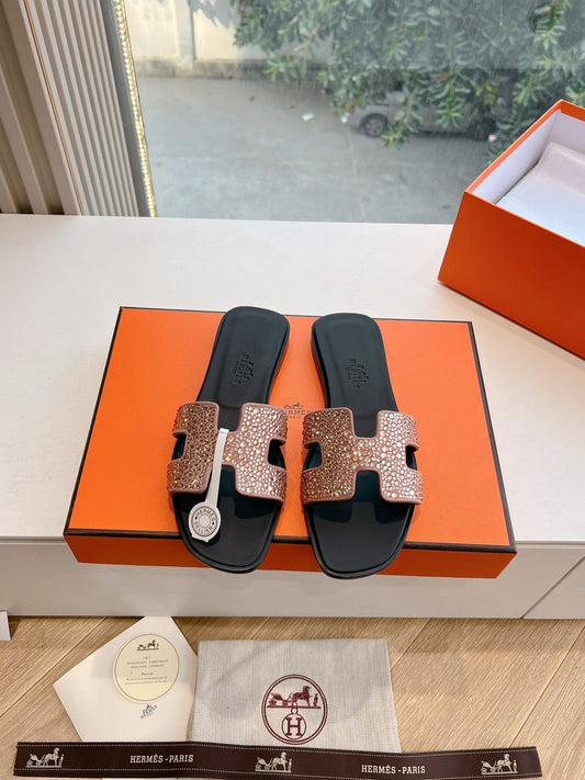 HM 25C Oran Sandal Salom Leather With Rhinestone 202831