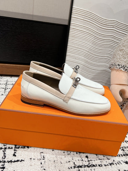 HM Destin Loafer In White Glossy Calfskin 118794