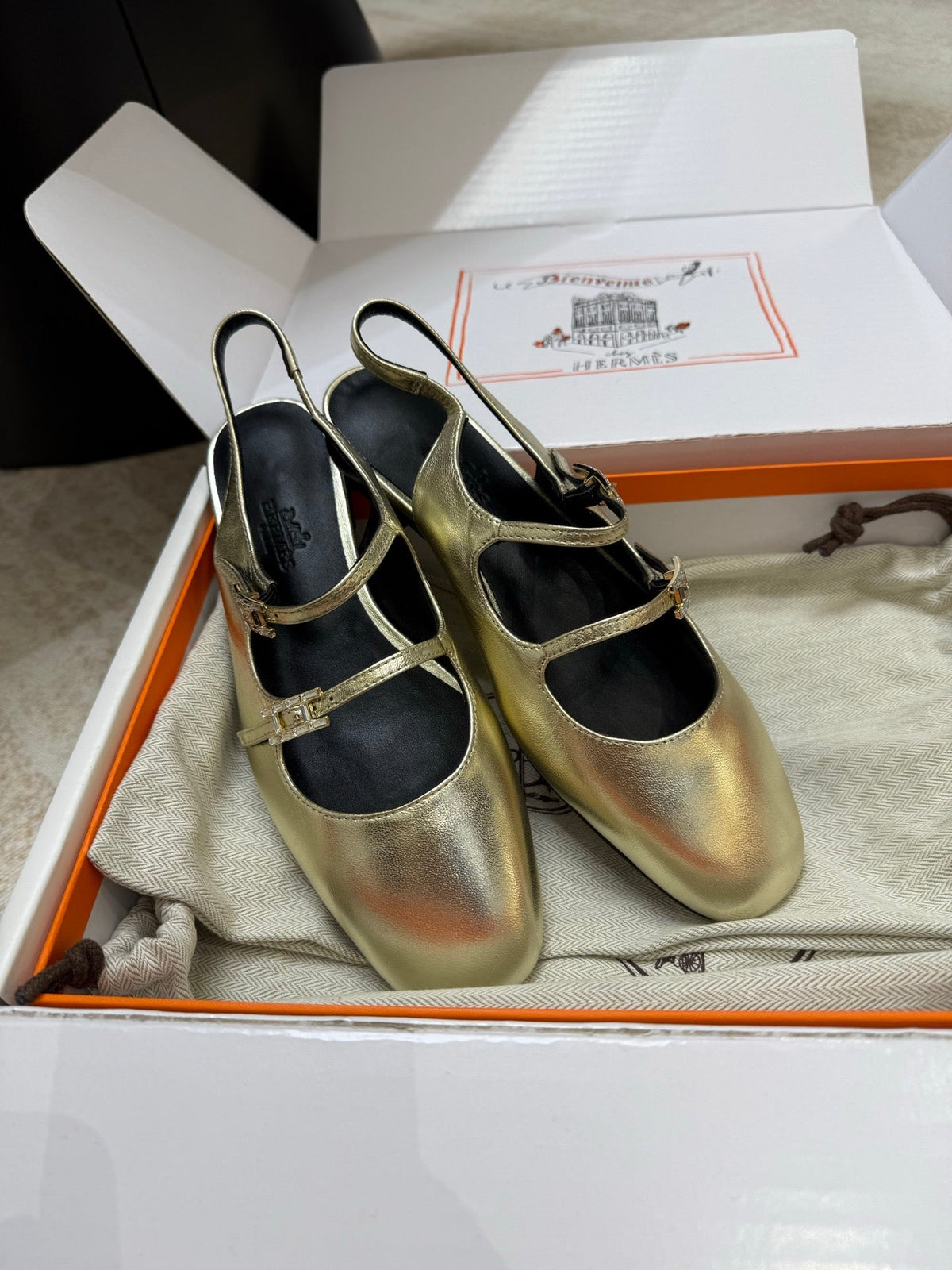 HM Mila Slingback Gold Sheepskin 621377