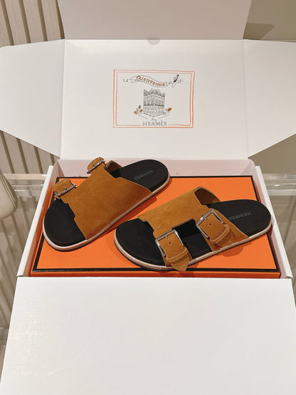 HM 26s Double Buckle Birkenstock Sandals Tan Suede 968908