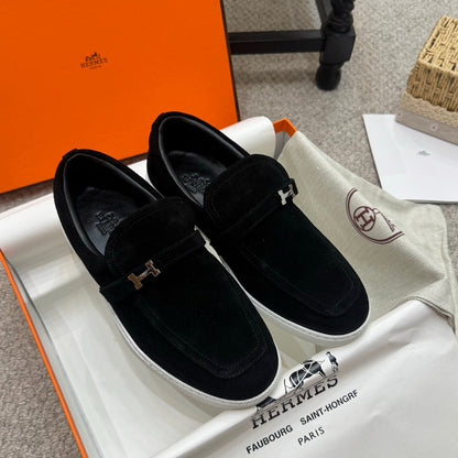 HM Job Loafers Black Suede 523219