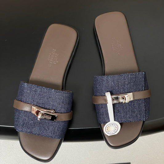 HM Giulia Sandals Blue Denim Calfskin 314022