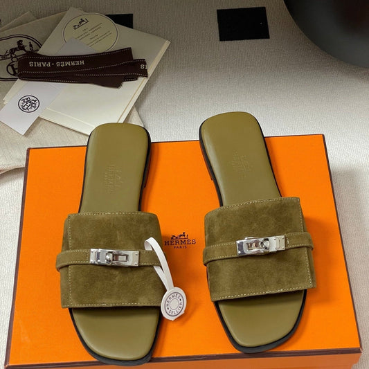 HM Giulia Sandals Moss Brown Calfskin 314024