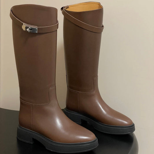 HM Jumping Boots Dark Brown Kelly Buckle Cowhide Leather