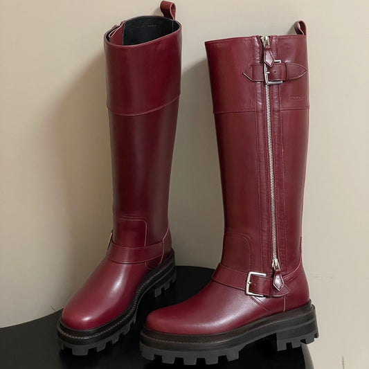 HM Jumping Boots 50mm Wine Red Edge Lock Calfskin
