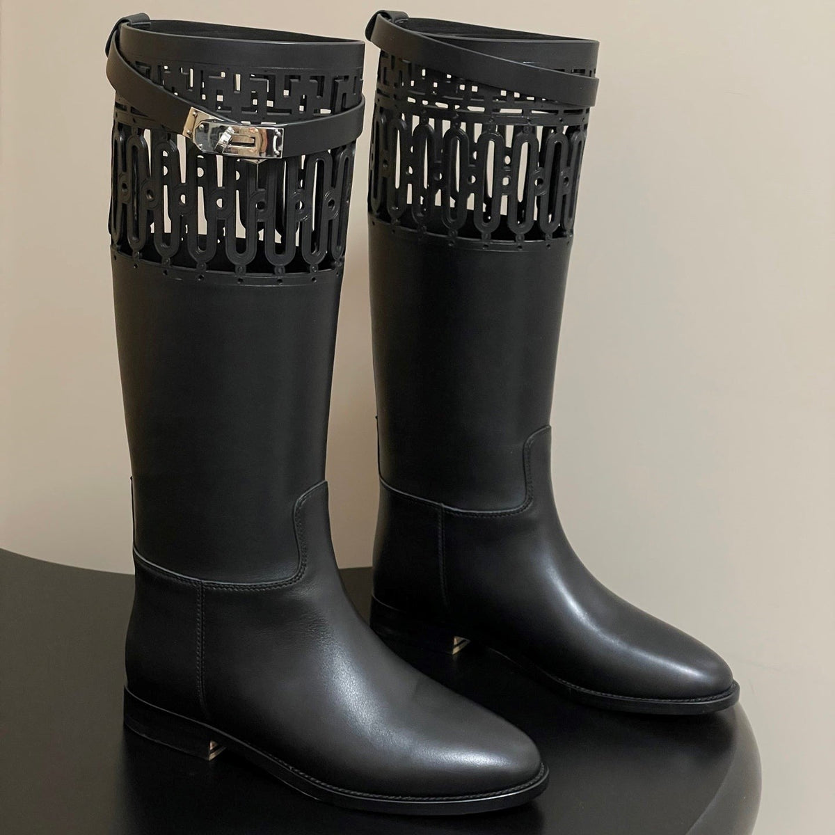 HM Jumping Boots Black Kelly Buckle Calfskin 423264