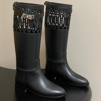 HM Jumping Boots Black Kelly Buckle Calfskin 423264