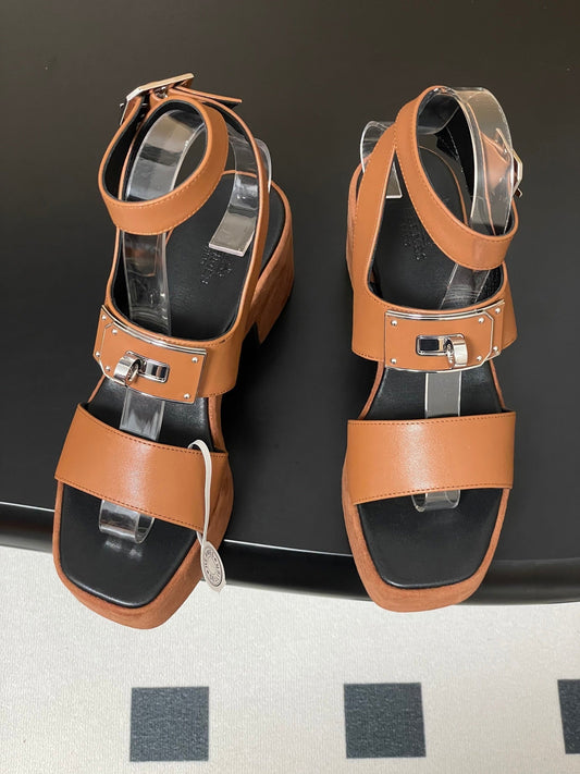 HM Lola 35 Heeled Sandals Brown Goatskin 534765