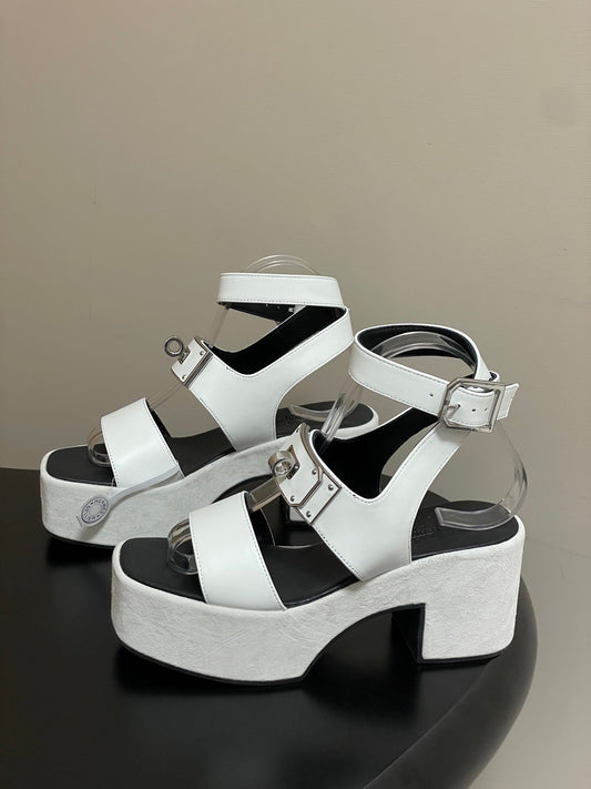 HM Lola 35 Heeled Sandals White Goatskin 534766