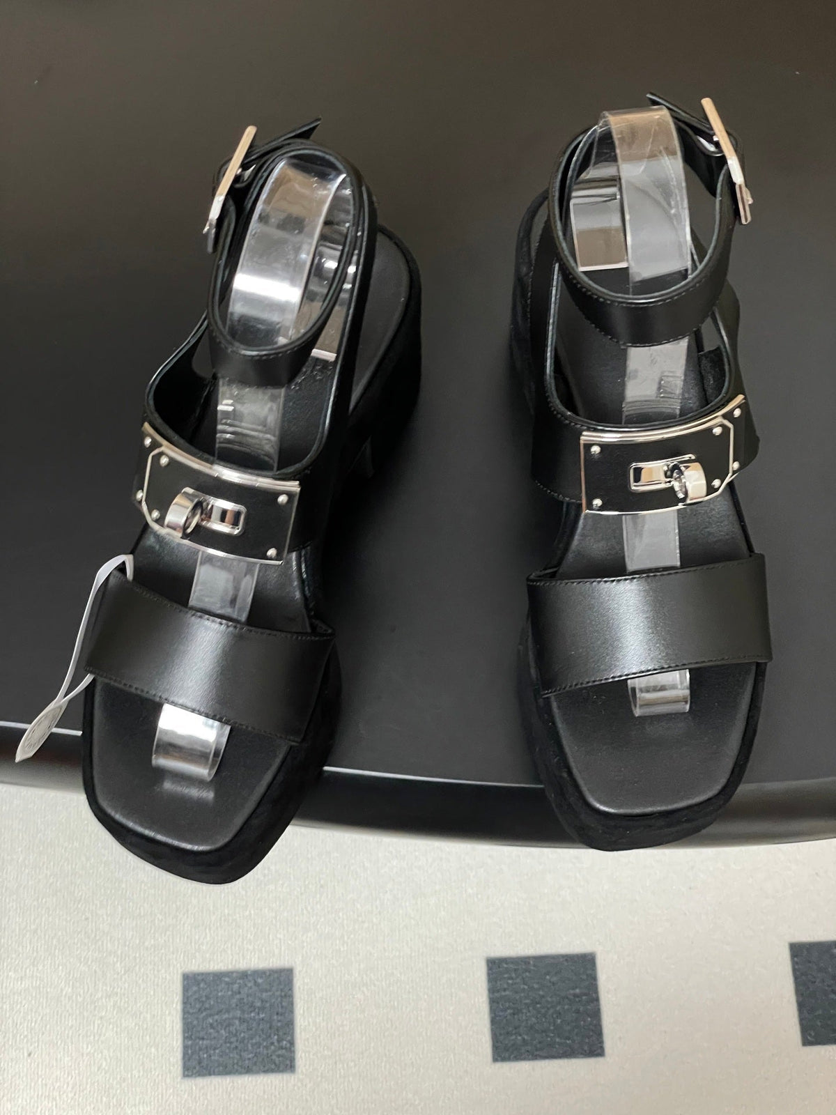 HM Lola 35 Heeled Sandals Black Goatskin 534767