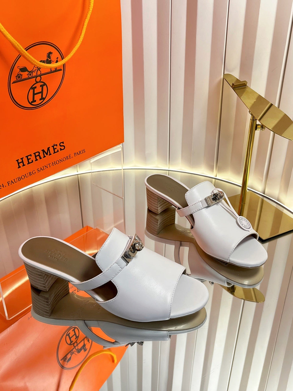 HM Candy Sandal 5cm White Calfskin 616224